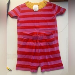 Hanna Andersson Red and Pink Striped Toddler Pajamas size 2T